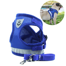 Nylon Mesh Puppy Pet Cat Harness & Leash Set Reflecterende Hond Harnas Vest Voor Kleine Honden Pug Franse Bulldog chihuahua Product