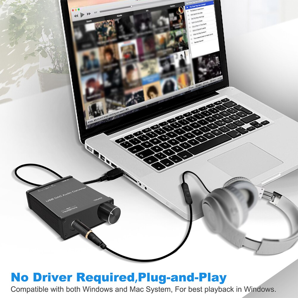 Computer DAC Converter No Drive HIFI Digital To Analog Headphone Amplifier Output Home Audio USB Port Plug And Play Transmission