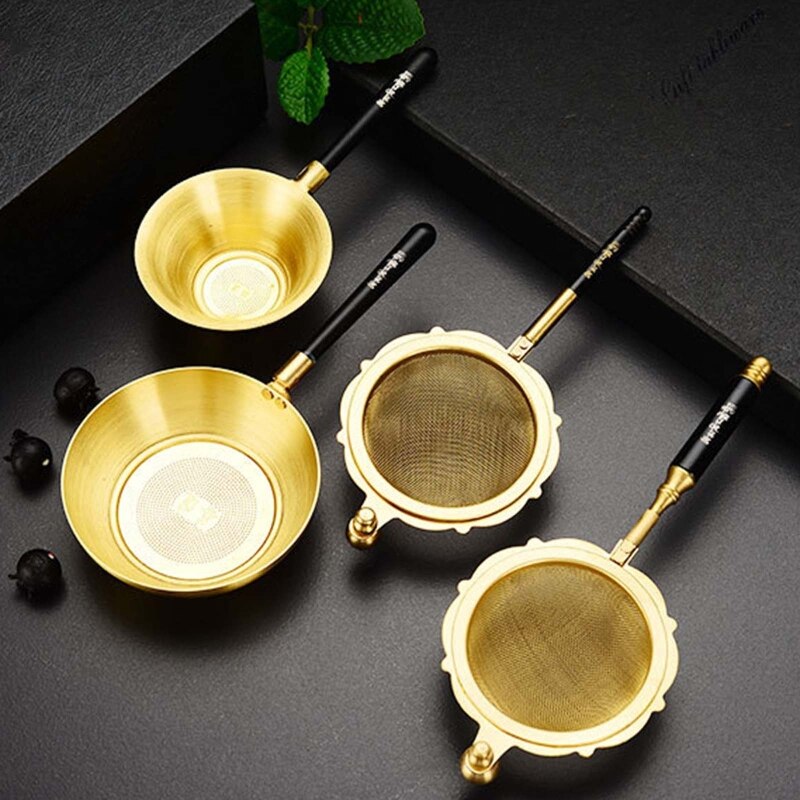 HX5F Reusable Tea Diffusers Tea Strainers Brass Material for Tea 3 Styles to Choose
