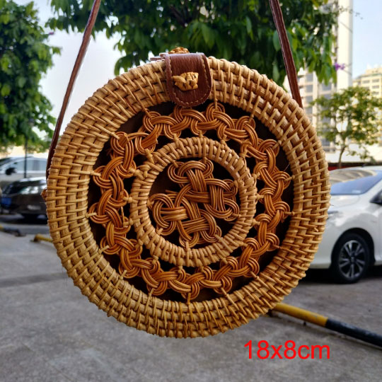 2020 rotonda Borse di Paglia Delle Donne di Estate Rattan Handmade Sacchetto Tessuto Spiaggia Cross Body Bag Cerchio Della Borsa Della Boemia Bali prezzo Più Basso l31: 18x8 xiaopi quanquan