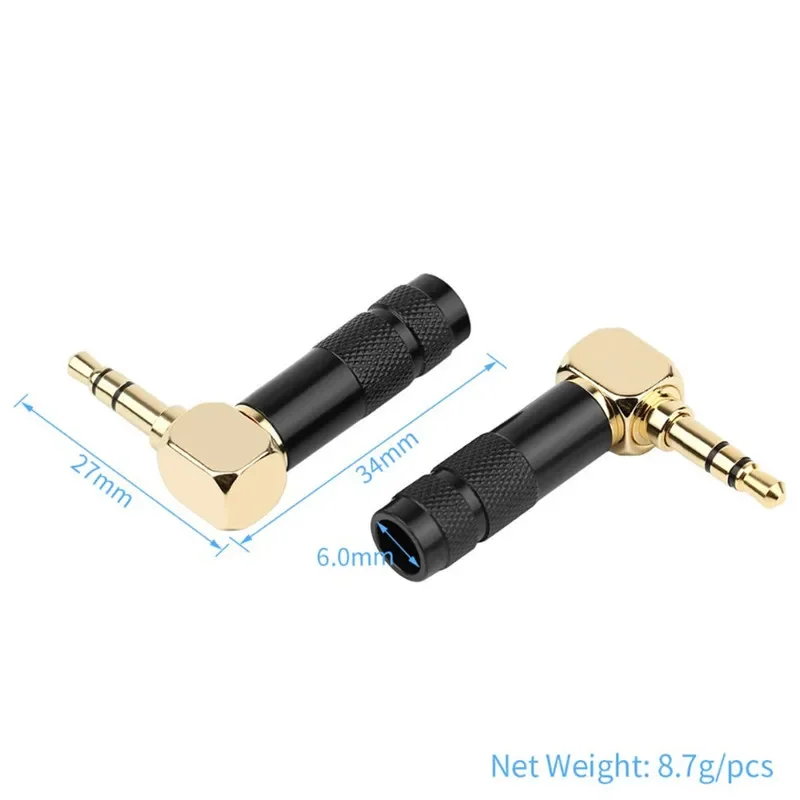 Conector Jack 3,5mm 90 grados para soldar 1/8 "3 4 polos conector de auriculares conector de Audio ángulo recto chapado en oro 3,5 electrónica de consumo