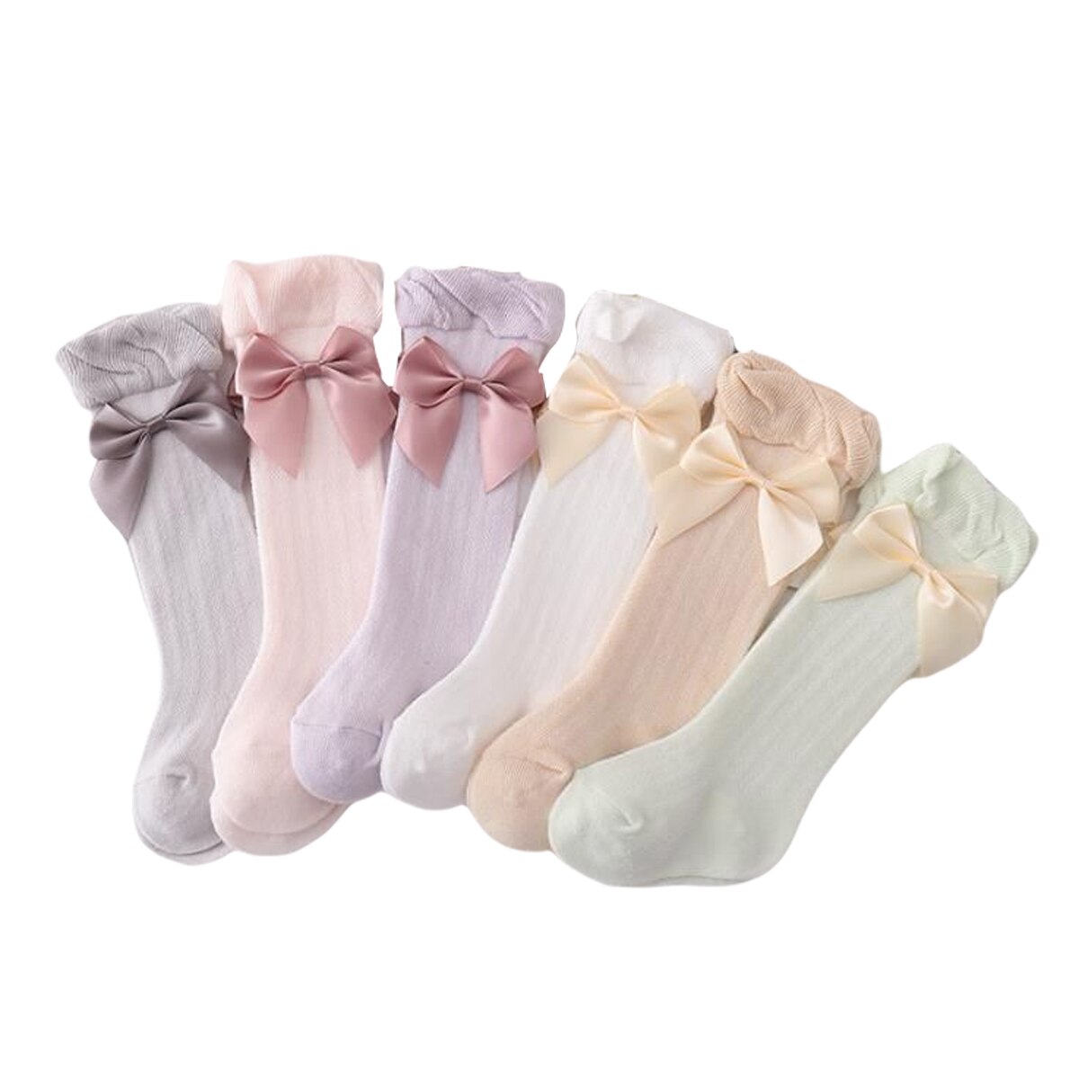 Babysokjes met strik, katoenen sokken, ademend, lange, warme sokken voor meisjes van 0-3 jaar, winter