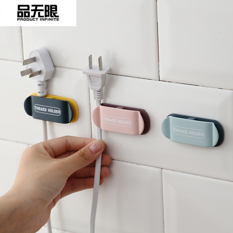 4pcs Power plug hook Kitchen plug holder Wire sorting and storage Multifunctional wall hanging hook Nail free No punching