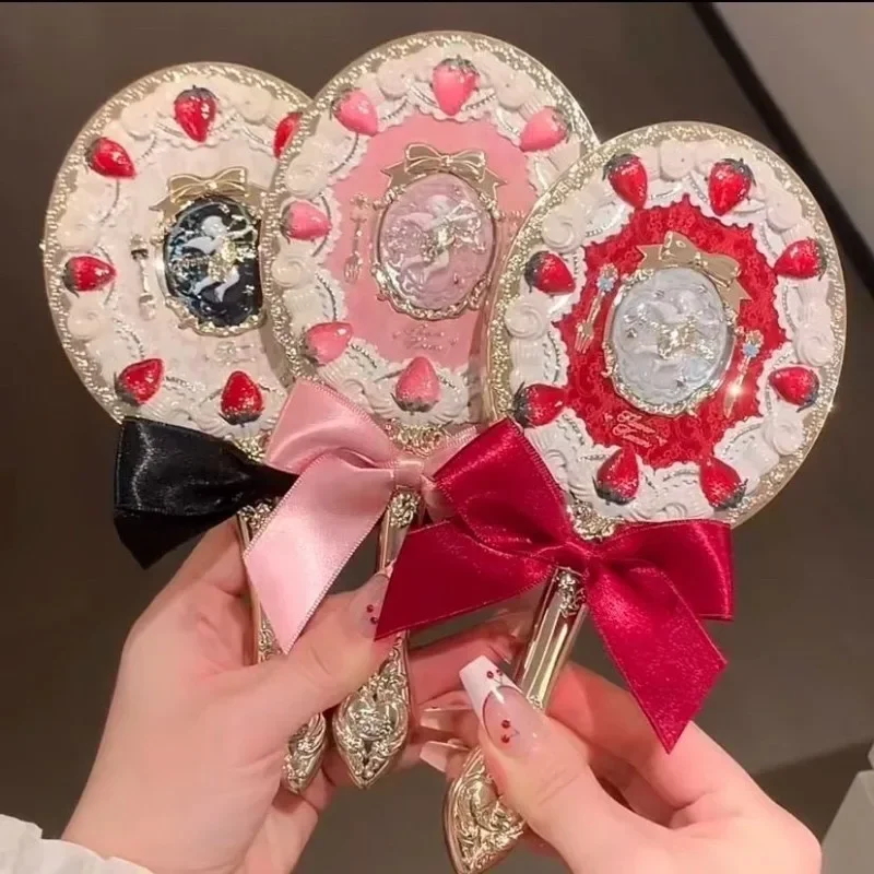 Flower Knows – miroir à main cupidon aux fraises, miroirs de maquillage, miroir Vintage