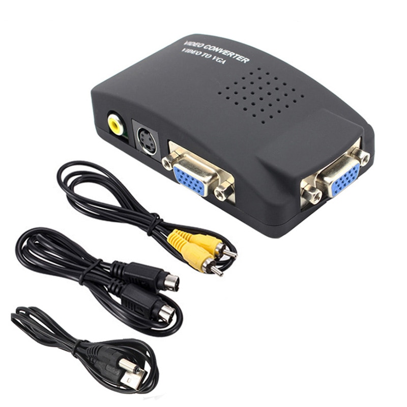 CVBS AV to VGA converter VGA+S-video Composite RCA in to VGA out for PC to TV