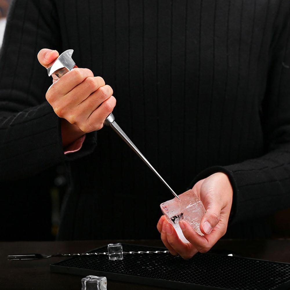 UNTIOR Ice Pick Crusher With Wooden Handle 304 Stainless Steel Ice Crusher for Cocktail Bartender Ice Hammer Carving Tools