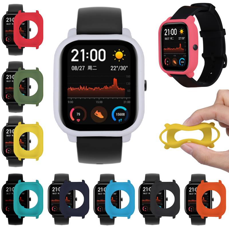 Slim Screen Protector Cover Shell TPU Soft Protective Case For Xiaomi Huami Amazfit GTS Watch & TPU Soft Film For Amazfit TXTB1: Random Color