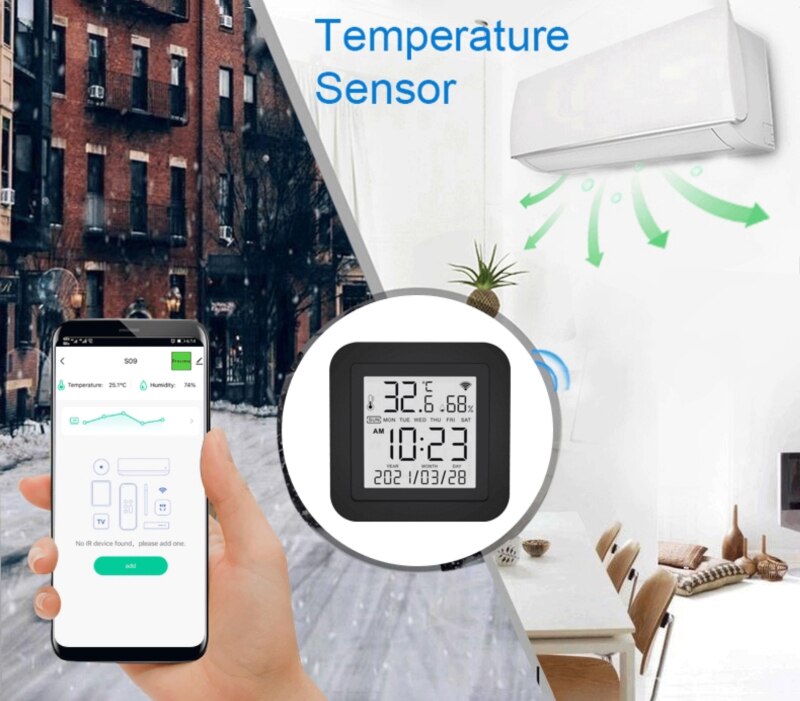 Tuya Smart Wifi IR Remote Control With Temperature and Humidity Sensor with LCD Screen Works With Alexa and Google Assistant