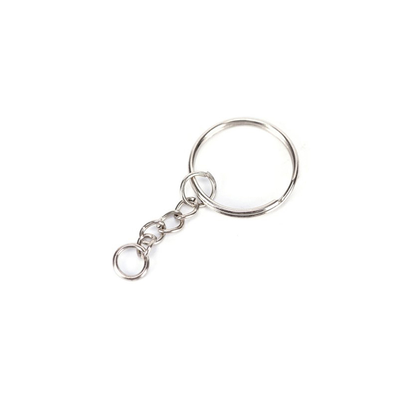 50pcs 25mm polierter silberner Schlüssel ring Schlüssel bund Split Ring kurze Kette Schlüssel ringe DIY