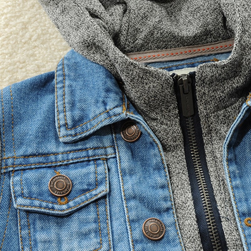 Jeansjackor för barn färgmatchande ärmstil bomull barn pojkar jeansjackor kläder för 2-14 år ytterkläder