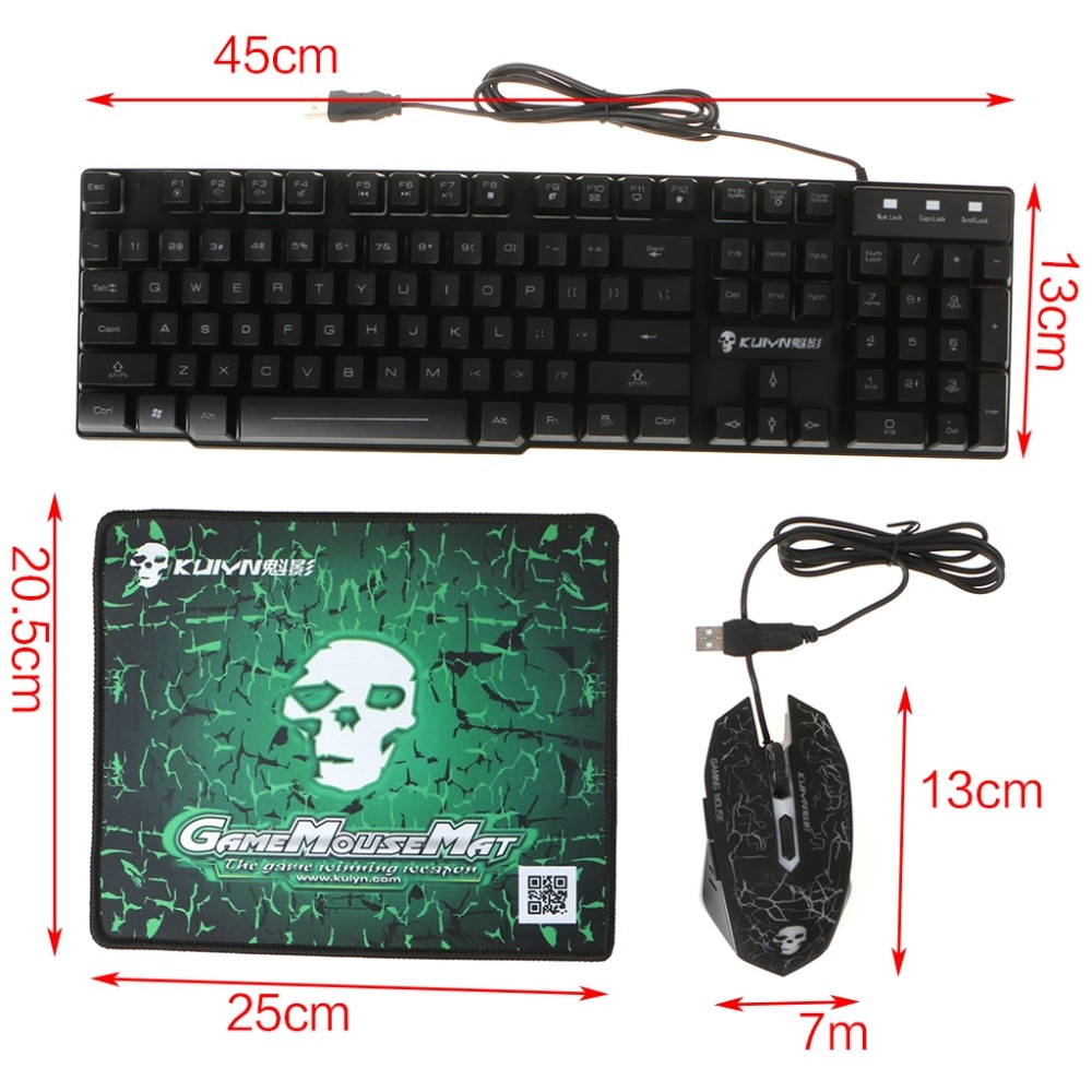Rainbow LED Gaming Equipment Kit Light Keyboard & Mouse & Mouse Pad USB Charging