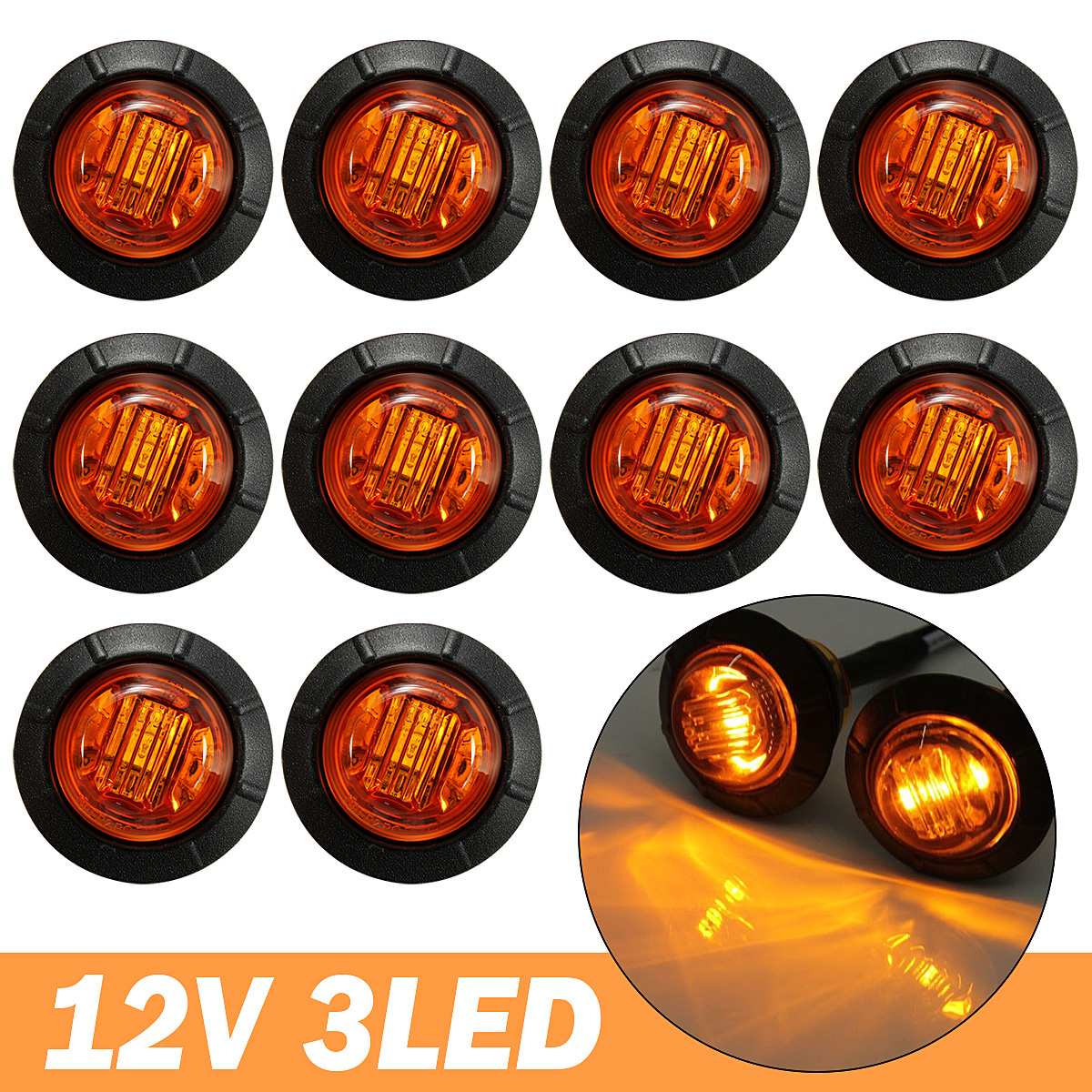 10 stk 12v led bil udvendige lygter auto bil bus lastbil sidemarkeringslys indikator baglygte signal trailer