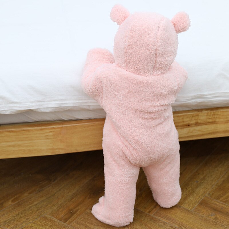 Pasgeboren Baby Kleding Jongens Cartoon Leuke Rompertjes Baby Baby Meisjes Roze Voet Fleece Jumpsuit Winter Dikke Rompertjes Uitloper