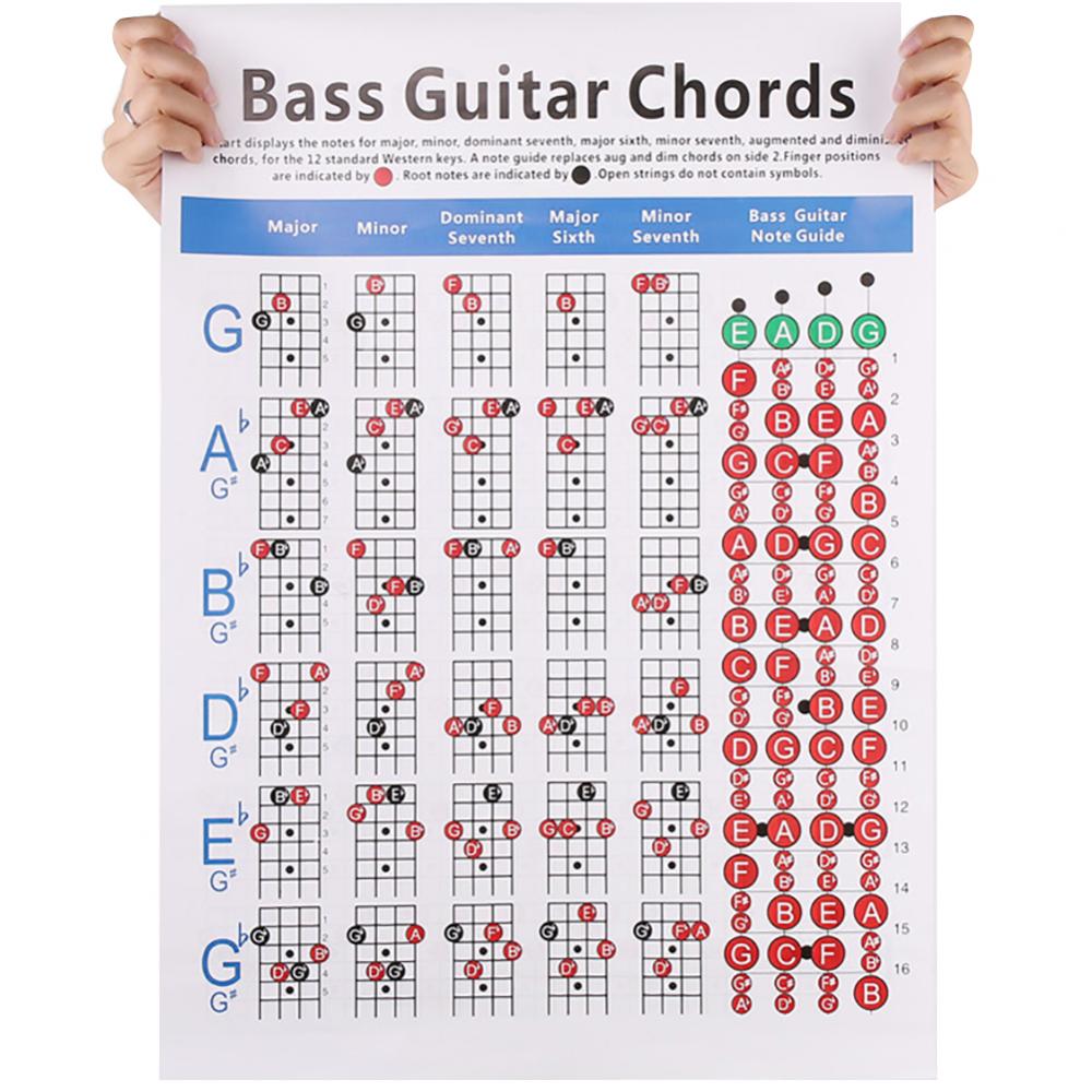 4 Strings Electric Bass Guitar Chord Chart Music Instrument Practice Accessories