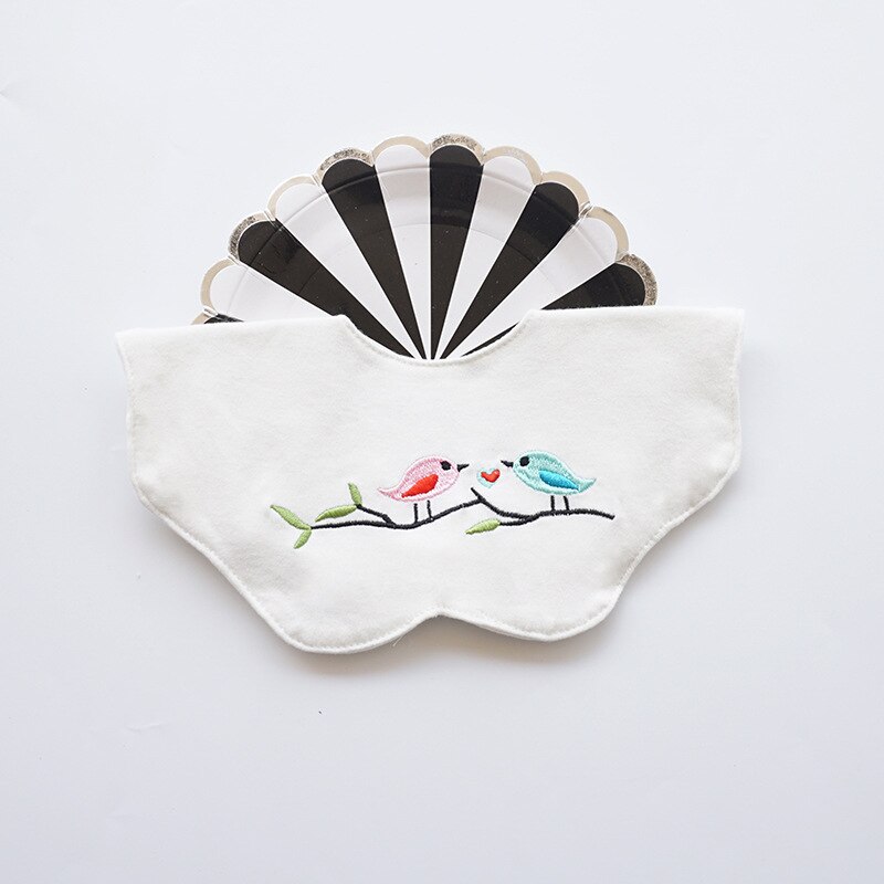 Bavoir circulaire en coton pour bébé, serviette pour nourrisson, bavoir en dentelle brodé avec nœud, 360