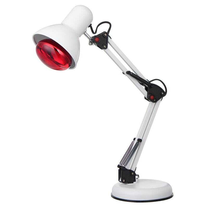 Lampe chauffante à infrarouge 150W, thérapie de chauffage à lumière rouge, Massage, physiothérapie, soulagement de la douleur, arthrite, soins de santé du dos: White With Base