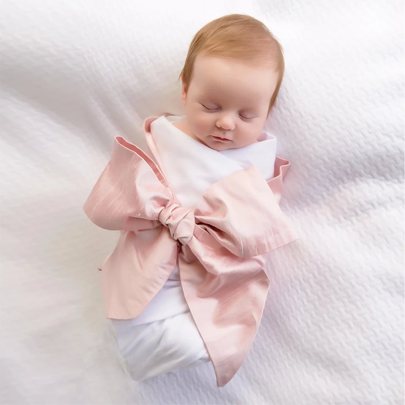 Newborn Infant Baby Photography Baby Sleep Silk Big Bow Swaddle Bundle Baby Swaddle Blanket photography Accessories Wear Cutest
