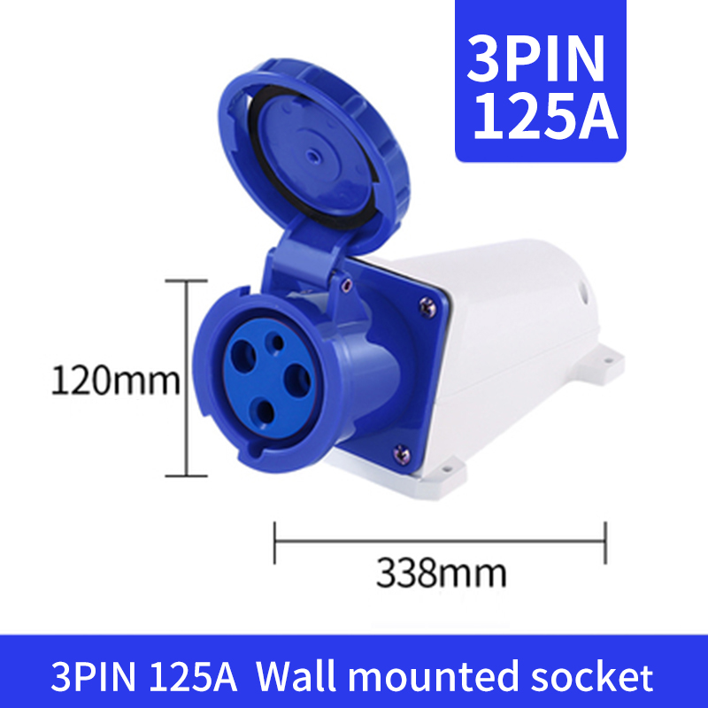 Waterproof Industrial Plug3 Pole 4 Pole 5 Pin dustproof socket IP67 Male and Female 63a 125a Mounted industrial socket 380V 415V