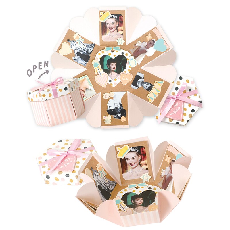Baby explosie box wedding scrapbooking papier doos album card verjaardag valentijn explosie geschenkdoos: BA1601-05
