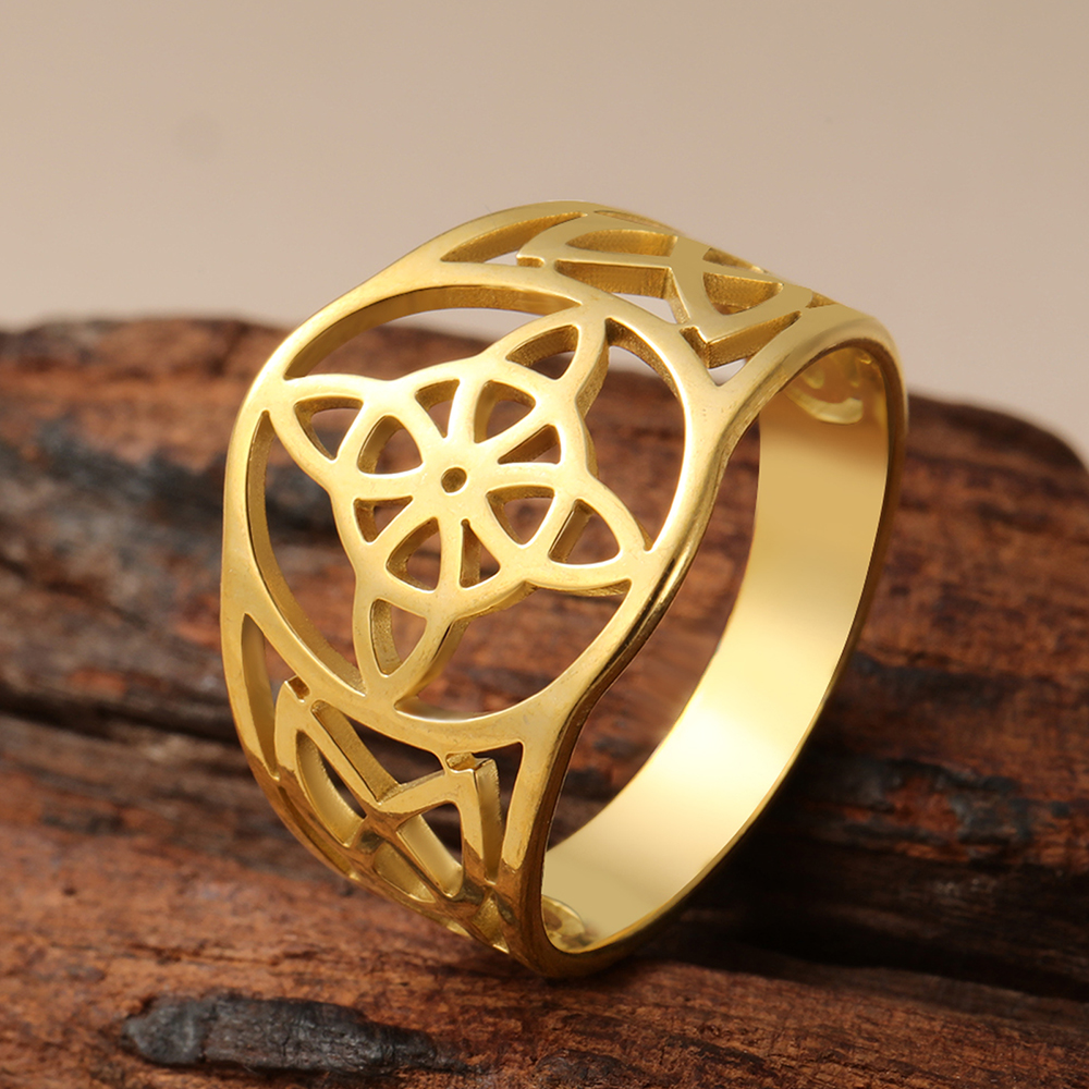 Dawapara Witch Knot Ring for Women Stainless Steel Celtis Knot Ring Witchcraft Amulet Pagan Wiccan Jewelry Valentine's Day