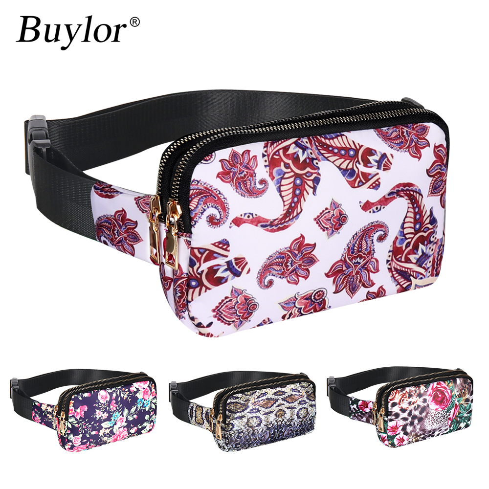 Buylor-riñonera a la para mujer, bolso de cintura, bolsa de cadera, riñonera impermeable, bolso de pecho, Pounch de teléfono con flores