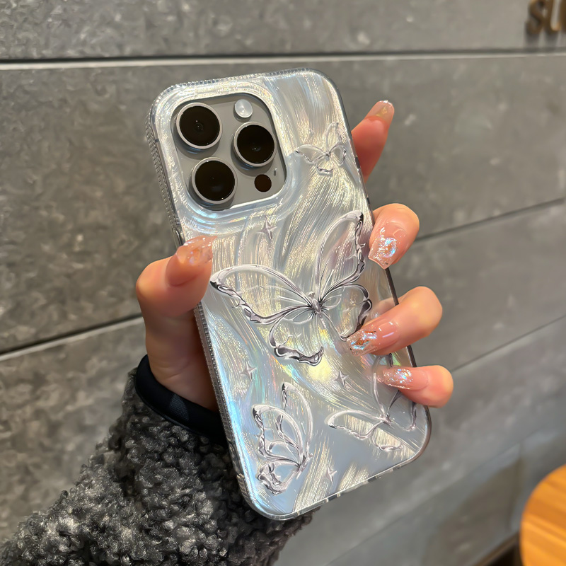 Bling Glitter Starry Butterfly Gradient Case For iPhone 15 Pro Max 14 13 11 12 16 Plus Shockproof Protective Back Cover