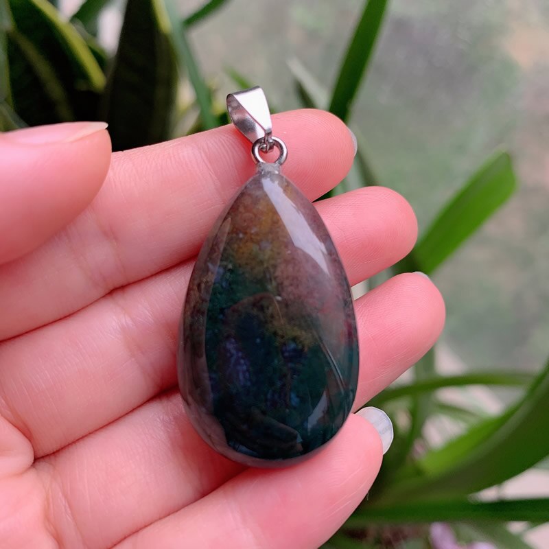 Grande Formato di Pietra Verde Naturale Rubini Zoisite Pietra di Quarzo Del Pendente Accessori Dei Monili Perline FAI DA TE Fatti A Mano per la Collana Della Catena Chiave: India Agate