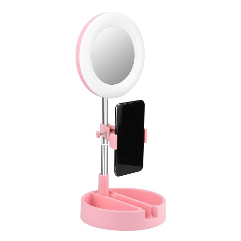 Universele Draagbare Selfie Vullen Ring Licht 6 Inch Dimbare Led Licht Camera Telefoon Opvouwbare Statief Voor Make Video Live Studio: Pink