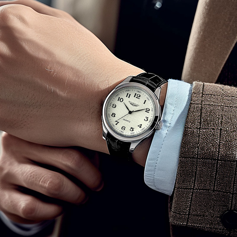 oben Herren-Armbanduhr Luxus Geschäft Wasserdichte Herrenuhr für Männer Quarzuhr Leder Herrenuhren reloj+Kasten Herren