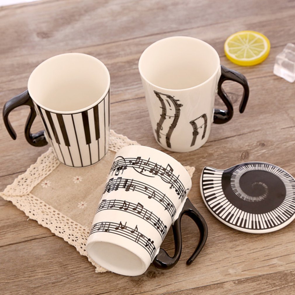 Couple Music Pattern Ceramic Cup Ceramic Music Cup Musical Mark Water Cup Couple Keyboard Pair Cup Coffee Cup
