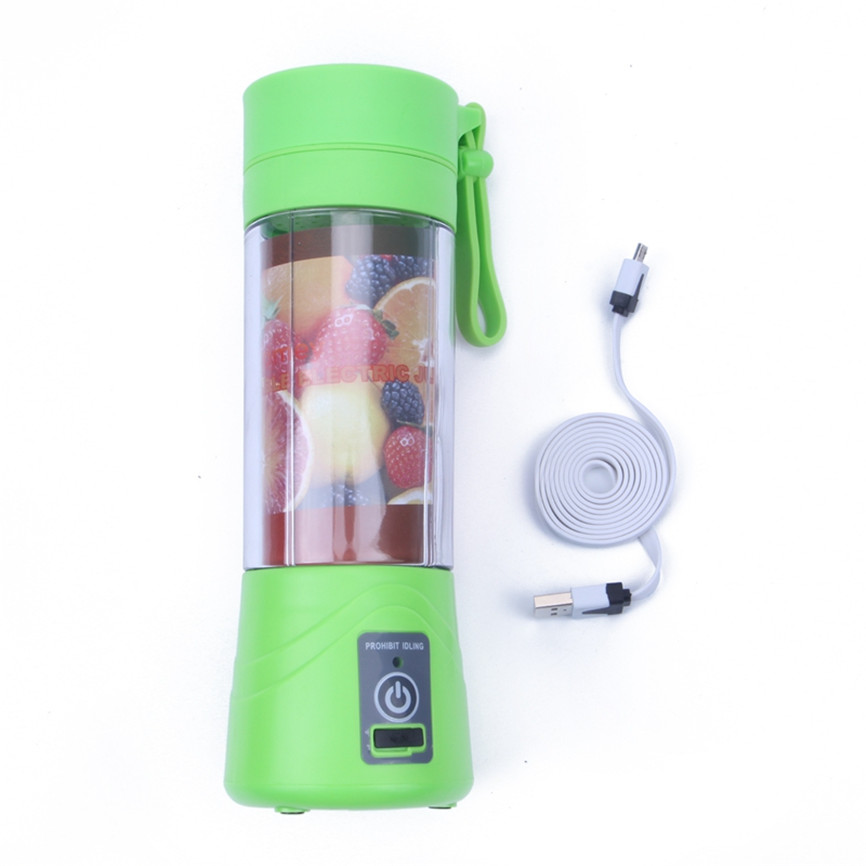 Portable Blender Bottle USB Fruit Mixer Cup Mini Juicer Blender Machine Smoothie Maker Blenders Juice Extractor Baby Food Maker: 2 blade / green