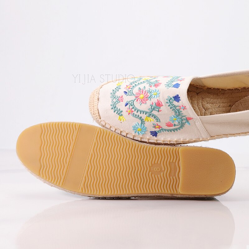 Borduurwerk cavans platte espadrilles vrouwen platte loafer slip op platte schoenen