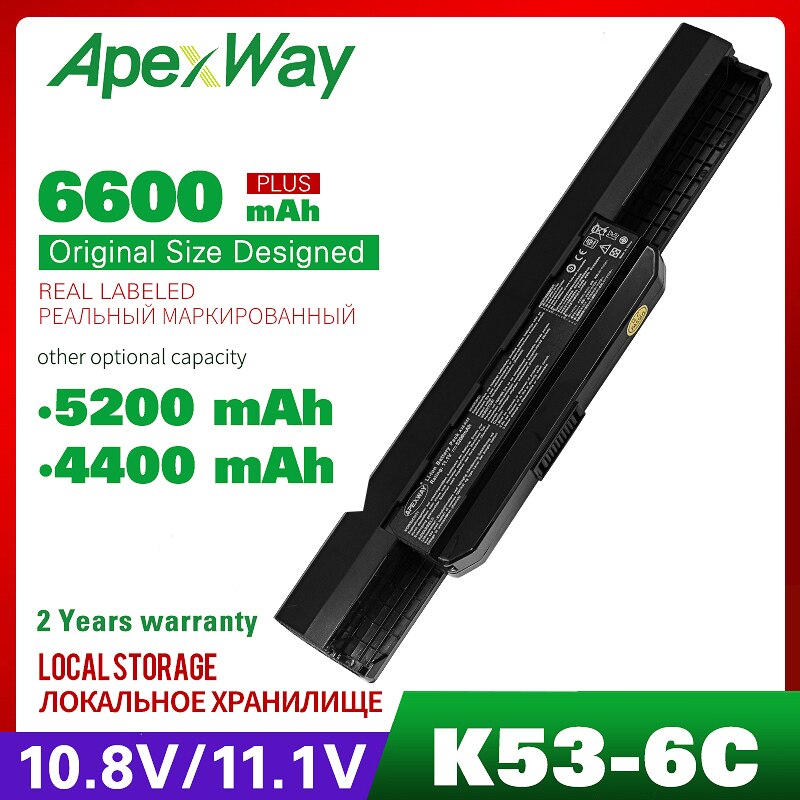 Batería de 6 celdas, 11,1 V, para Asus A41-K53, A32-K53, K43, K43B, K43E, K43F, A53JE, A53JR, A53JU, k53T, A53S, A53SD, A53SV, A53T, A53TA, A53U