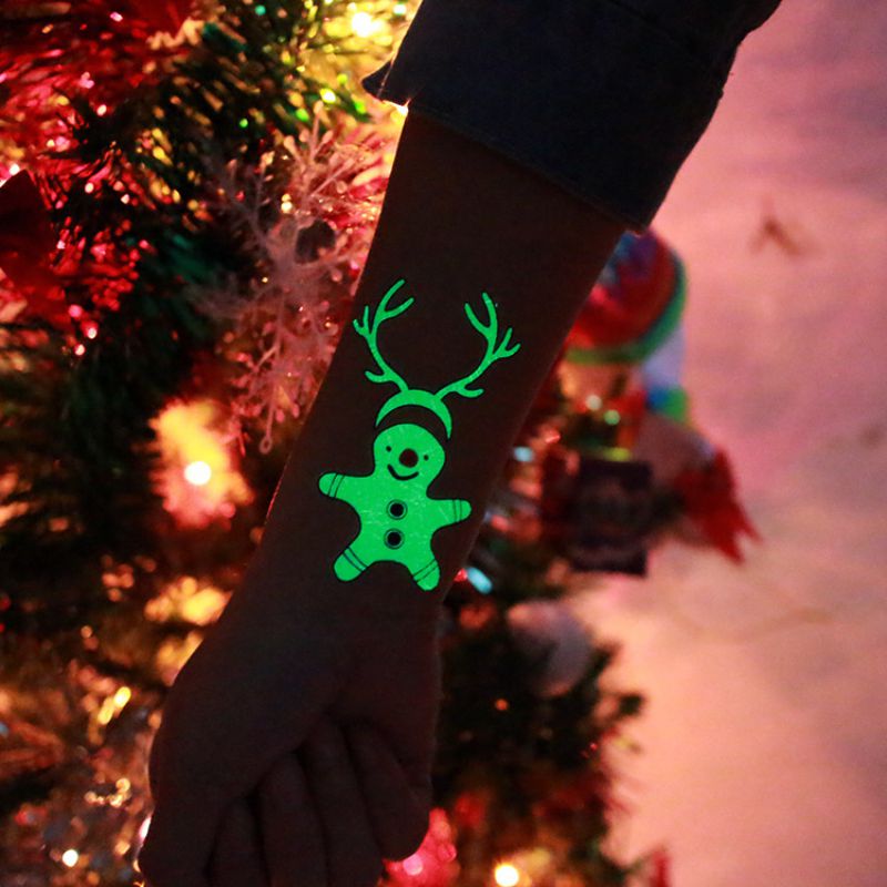 Kerst Lichtgevende Tijdelijke Tattoo Stickers Voor Party Kinderen Waterdichte Kerstversiering Nieuwjaar Decor