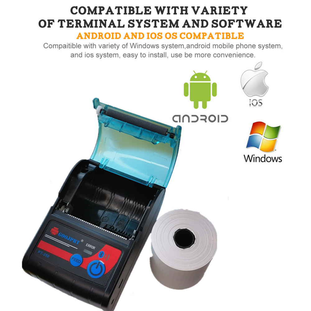 Portable Mini 58mm Bluetooth Thermal Receipt Ticket 57 50 paper Printer For Mobile Phone Bill Machine shop printer for Store