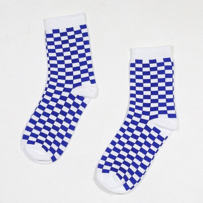 Hop katoen unisex streetwear nieuwigheid sokken korea funky harajuku trend geometrische geruite sokken mannen hip vrouwen schaakbord sokken: 001