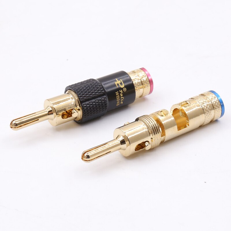 4 stücke 24K Gold Überzogene Audio- Banane Lautsprecher Stecker Schraube sperren 10mm Kabel Draht Stecker