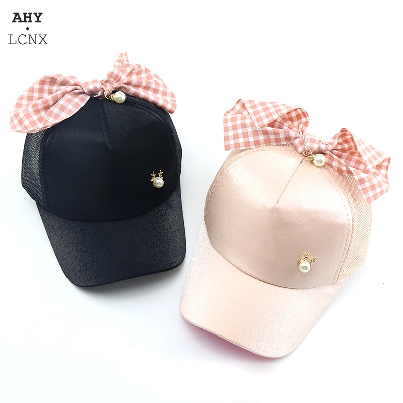 Zomer baby hoed lente meisjes hoeden kinderen baseball pet grote strik mesh zonneklep hiphop hoeden casual petten voor kinderen