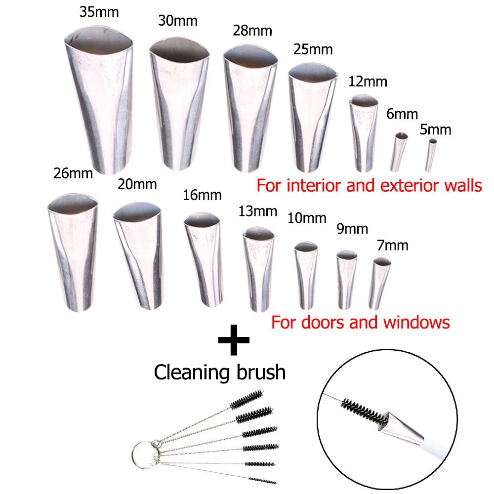 5-35mm Silicone Caulk Nozzle Applicator Caulking Finisher Glue Sealant Stainless Steel Finishing Tool Kitchen Bathroom Sink: 14PCS Set