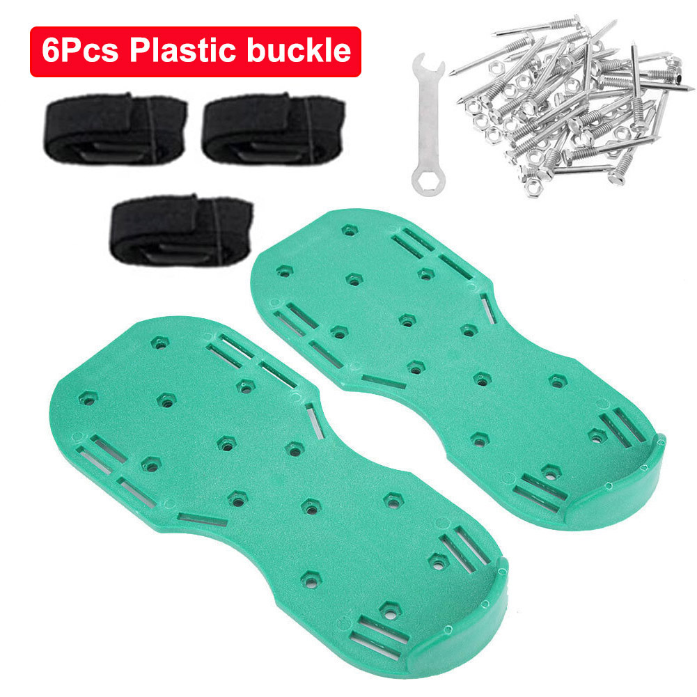 Gazon Beluchter Schoenen 4-8Pcs Verstelbare Bandjes Zware Spiked Sandalen Schoenen Met Metalen Gespen Voor Beluchten Gazon bodem Yard Gras: 6Pcs Plastic buckle
