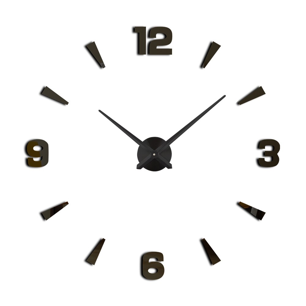 Reloj de pared con pegatinas 3D, relojes para salón, decoración del hogar, reloj de pared grande duvo Saat: black / 37 inch