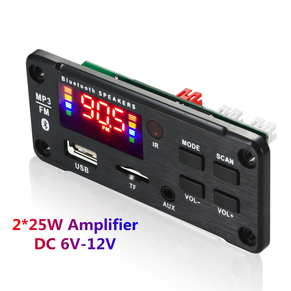 2*25W 50W Amplifier MP3 Player Decoder Board 6V-18V Bluetooth 5.0 Car FM Radio Module Support TF USB AUX