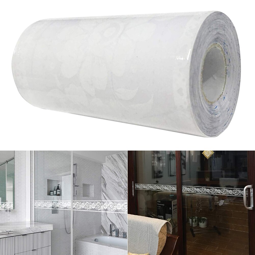 Roll White Lace Transparent Removable Self Adhesive Wallpaper Border Peel Waterproof Window Film Mirror Rustic Floral 40DC12