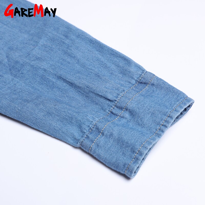 Camisa de manga larga de las mujeres de mezclilla de talla grande otoño camisa de mujer femenina camisas otoño mujeres ropa mujeres camisa Jeans GAREMAY