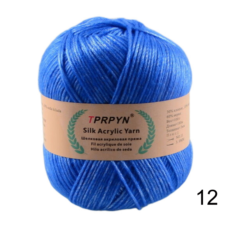 100g 1Pc Hand breien Metallic katoenen Garen zijde acryl Garen om trui deken hoed lijn Haken tas slipper Draad: Paars