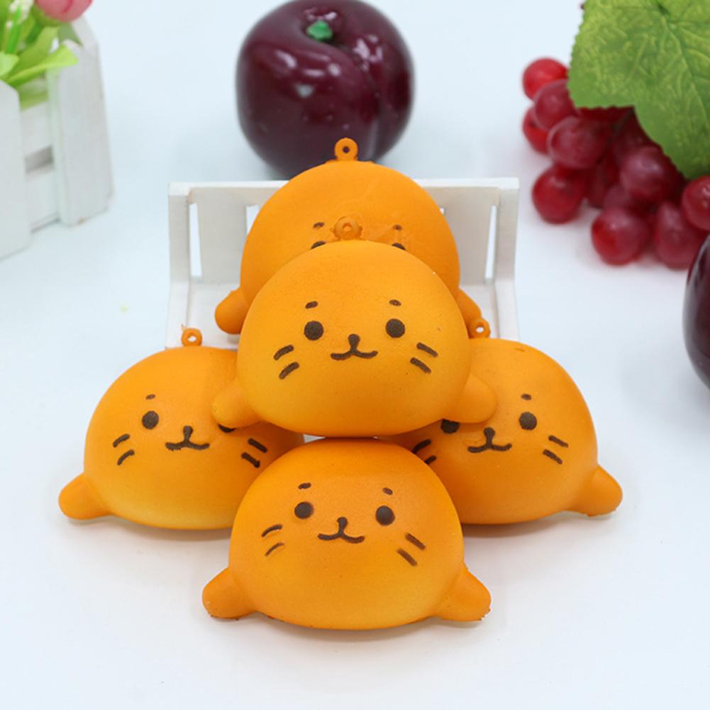 Cute Facial Expression Colorful PU Simulation Soft With Bread Cord PU Relieve Stress Healing Toys