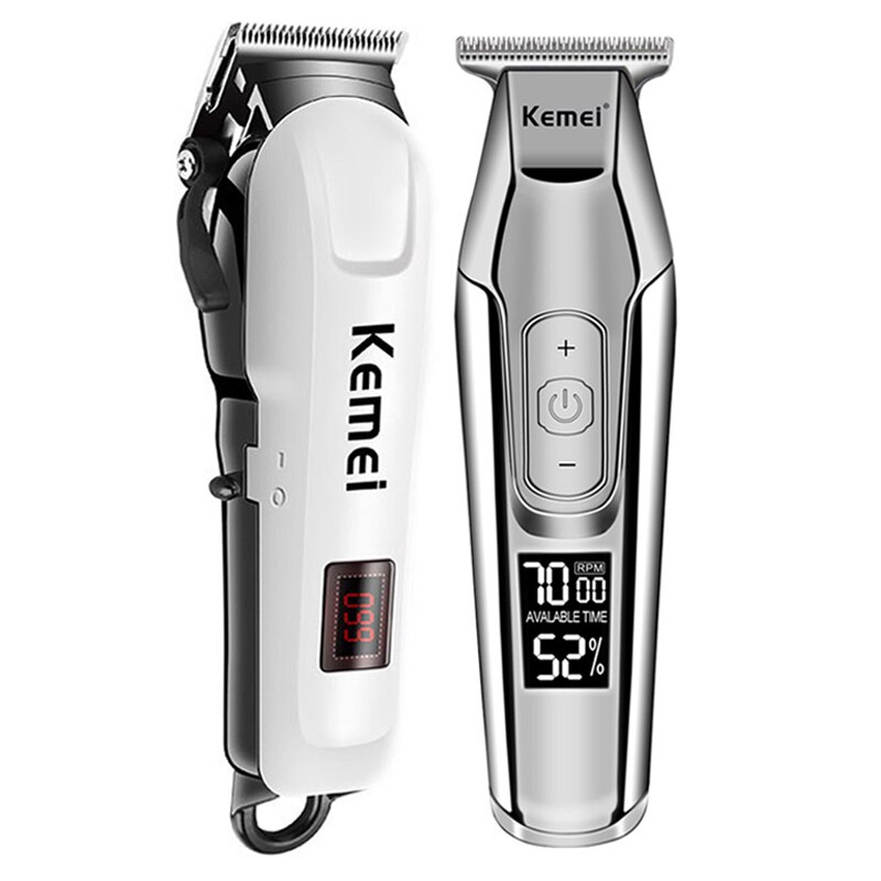 Kemei Haar Snijmachine Tondeuse Elektrische Scheerapparaat Voor Mannen 3 Stuk Set Kemei Tondeuse Trimmer Voor Mannen Usb Opladen haar Trimmer: GRAY