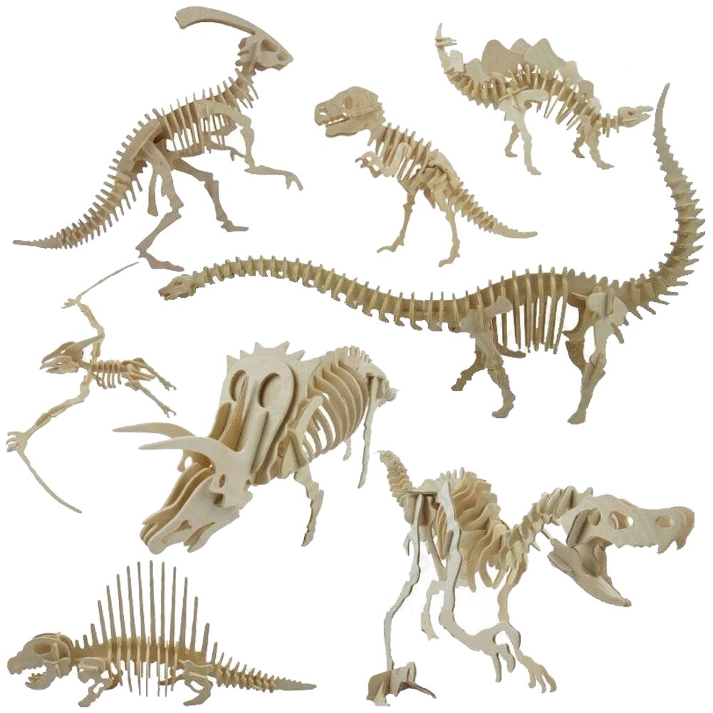 Bricolage dinosaure Puzzle 3D tridimensionnel en bois enfants jouets éducatifs élèves à la main matériaux pour les enfants