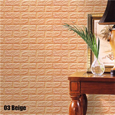 3D Wall Stickers Imitation Brick Bedroom Decor Waterproof Self-adhesive Wallpaper For Living Room Kitchen TV Backdrop Decor92915: Beige