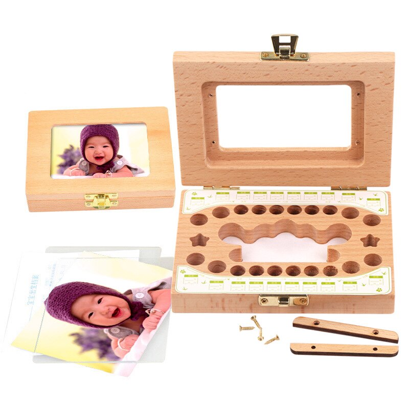 Frame Lanugo Deciduous Teeth Storage Box CHILDREN'S Baby Souvenir Entirely Handmade Wooden Children Teeth Collection Box: Default Title
